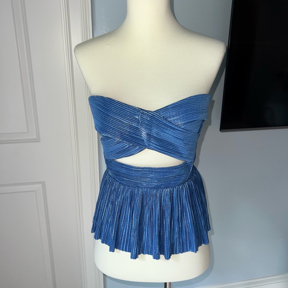 Sabina Musayev Blue Metallic Top - Picture 3 of 4